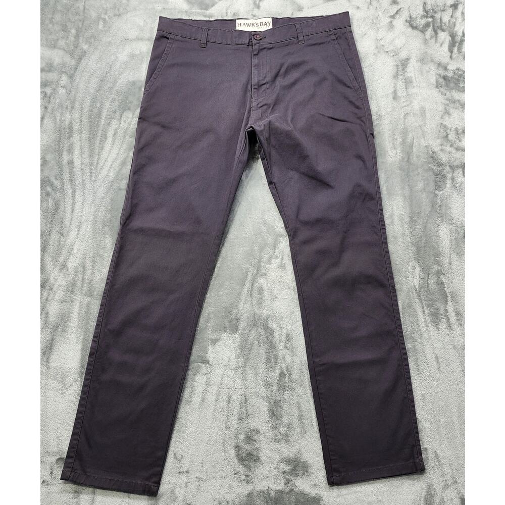 NEW Hawks Bay Pants Mens 38/32 Gray Charcoal Chino‎ Stretch Twill Straight Slim